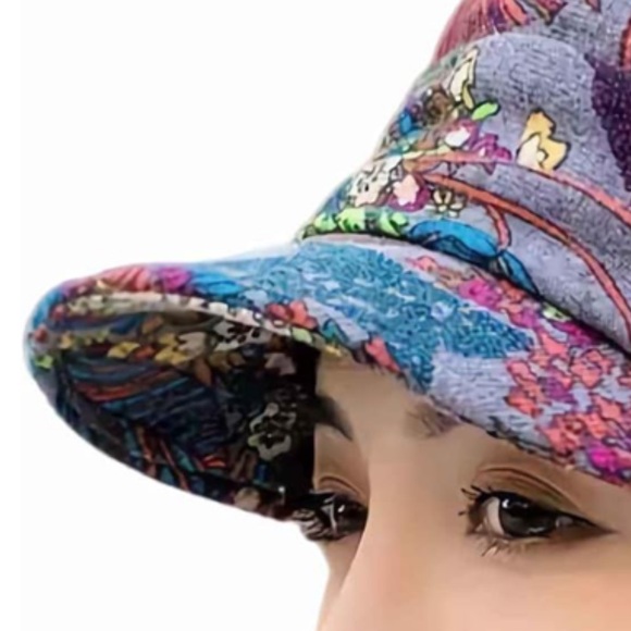 🌹🆕 Vintage Newsboy Floral Multicolor Painters Cabbie Y2K Beret Stretch Hat - Picture 4 of 5